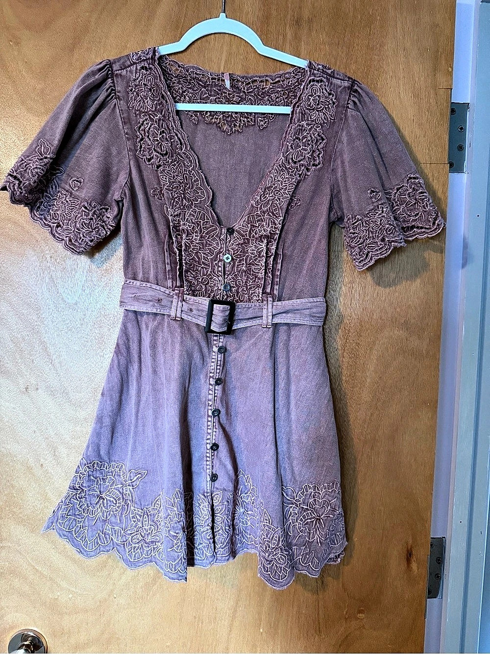 Free People Lavender Fields Mini Dress Floral Purple